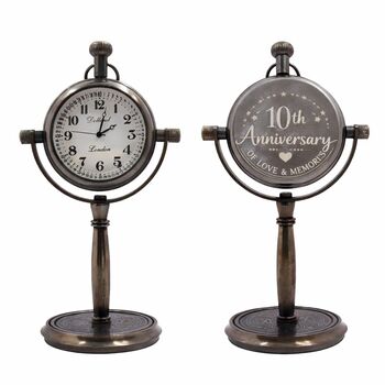 Personalised 10th Anniversary Bronze Desk Clock, 3 of 12