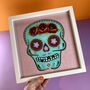 Day Of The Dead, Sugar Skull Reverse Glass Gold Leaf, thumbnail 2 of 8