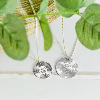 Vinyl Record Personalised Silver Necklace, 4 of 10