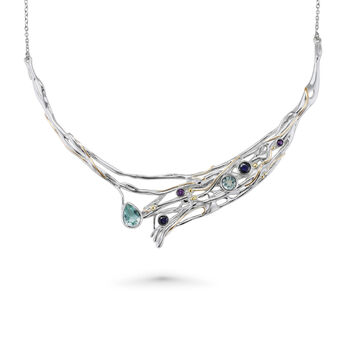 Sterling Silver Gemstone Statement Necklace, 3 of 5