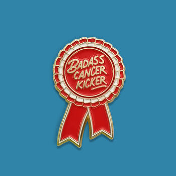 Badass Cancer Kicker Enamel Pin Badge, 2 of 6