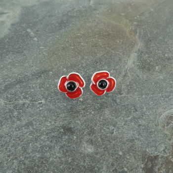 Red Poppy Flower Stud Earrings, 2 of 2