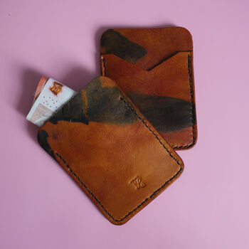 Tan Tie Dye Leather Pocket Wallet, 2 of 7
