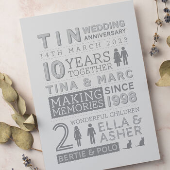Personalised Tin Wedding Anniversary Print, 3 of 5