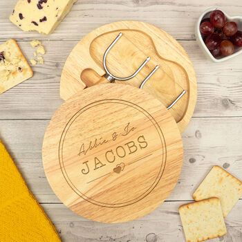Personalised Couples Wedding Cheese Board Set, 3 of 7