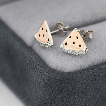 Sterling Silver Watermelon Stud Earrings, 4 of 9