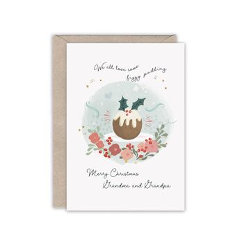 Grandma And Grandpa Figgy Pudding Foiled Christmas Card, 2 of 3