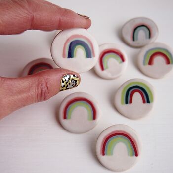 Handmade Ceramic Rainbow Pin Jewellery Badge, 4 of 8