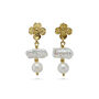 Pearl And Flower Gold Dangle Earrings, thumbnail 5 of 6