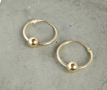 Small Sterling Silver Hoops With A Single 9ct Gold Bead, 5 of 6