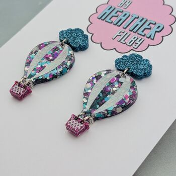 Hot Air Balloon Glitter Earrings *More Colours Available*, 4 of 5