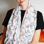 Pink Roses Black Outlined Print Scarf, thumbnail 2 of 11
