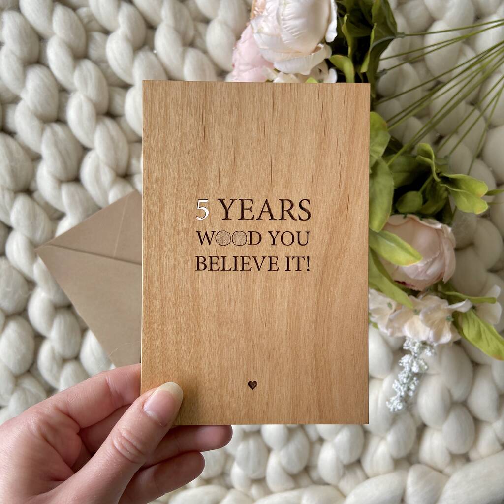 Five Year Wooden Anniversary Personalised Plaque, 1 of 9