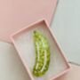 Green Pickle Glitter Resin Brooch / Gift For Pickle Lovers / Gherkin Inspired Jewellery / Dill Pickle Brooch, thumbnail 5 of 6