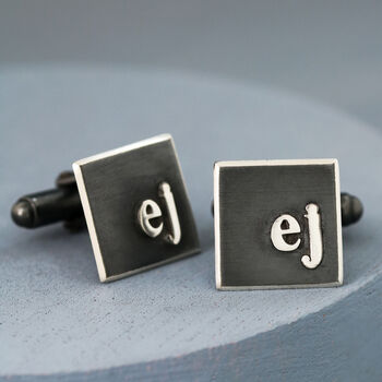 Sterling Silver Personalised Initial Cufflinks, 3 of 12
