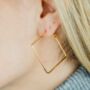 Gold Small Thin Dainty Square Hoop Earrings, thumbnail 1 of 6