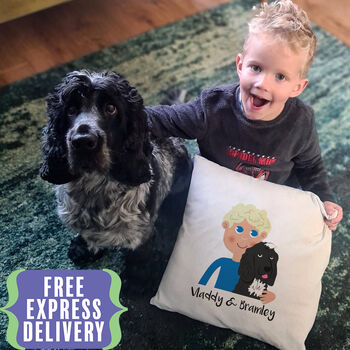 Personalised Boy Dog Lover Cushion, 2 of 11