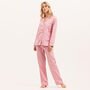 Women's Brushed Cotton Plain Pink Pyjamas, thumbnail 1 of 3