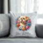 Personalised Shorthaired Lhasa Apso Summer Floral Dog Wreath Cushion And Mug Gift Bundle, thumbnail 4 of 4