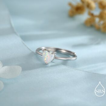 Fire Opal Heart Ring In Sterling Silver, 5 of 12