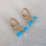 The T Bar Turquoise Hoop Earrings, Gold Plated, thumbnail 1 of 6
