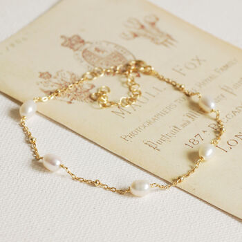 Gold Plated Sterling Silver And Pearl Bracelet, 2 of 6