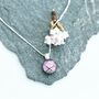 Round Pink Glass Pendant On Sterling Silver Necklace, thumbnail 2 of 12