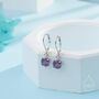 Amethyst Purple Cz Lever Back Hoop In Sterling Silver, thumbnail 1 of 12