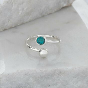Adjustable Silver Birthstone Ring December: Turquoise, 2 of 4