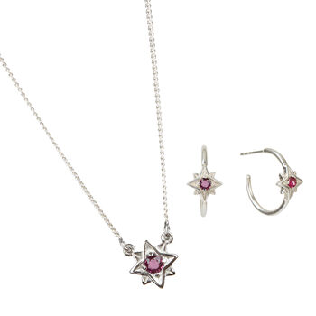 Guiding North Star September Birthstone Silver Hoops, 8 of 12