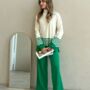 Green Free Size Long Sleeve Knitted Co Ord Set, thumbnail 5 of 5