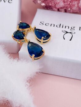 Blue Sapphire Christmas Earrings, 4 of 6