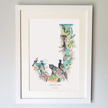 Personalised J To S Pastel Wildlife Letter Print, 5 of 12