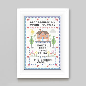 Personalised Cross Stitch Family Print, 2 of 3