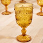 Sunshine Embossed Yellow Gold Wine Glass, thumbnail 3 of 5