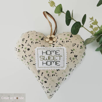 Fabric Hanging Heart Decoration, Home Sweet Home, 4 of 12