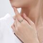 Sterling Silver Green Cz Leaf Ring, thumbnail 3 of 12