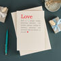 Love Definition Romantic Wedding Or Anniversary Card, thumbnail 1 of 6