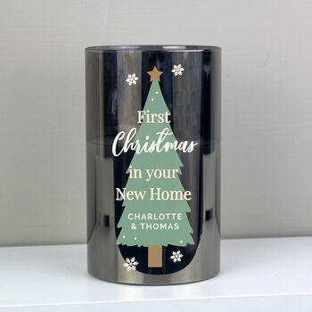 Personalised Christmas Tree Smoked Glass LED Candle, 3 of 4