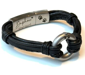 Personalised Mixed Black Leathers Memorial Bracelet With 'Circle Of Life' Urn For Ashes, 2 of 12