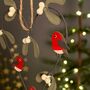 Robins And Mistletoe Heart Hanging Decoration, thumbnail 2 of 2