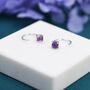 Purple Amethyst Huggie Hoop Earrings, thumbnail 5 of 12