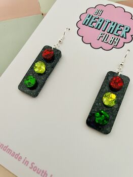 Traffic Light Glitter Earrings, 4 of 4