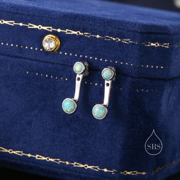 Sterling Silver Auqa Green Opal Ear Jacket, 2 of 10