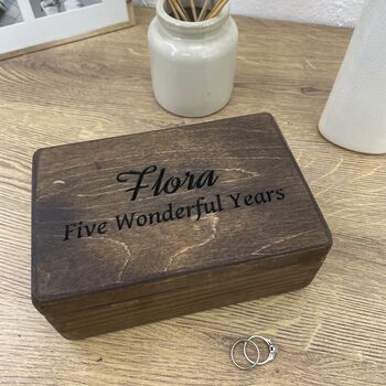 Carved Personalised Wooden Anniversary Box, 2 of 7