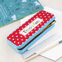 Personalised Girl's Patterned Blue Pencil Case Tin, thumbnail 10 of 11