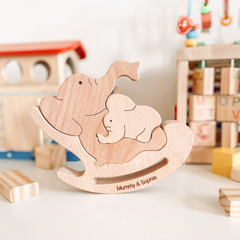 Handmade Wooden Elephant Mum And Baby, 7 of 7