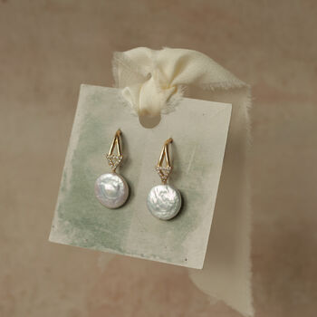 Freshwater Pearl Arrow Drop Earrings, 3 of 11