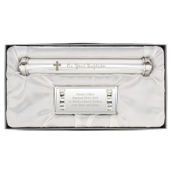 Personalised Baptism Silver Plated Certificate Holder, 3 of 4