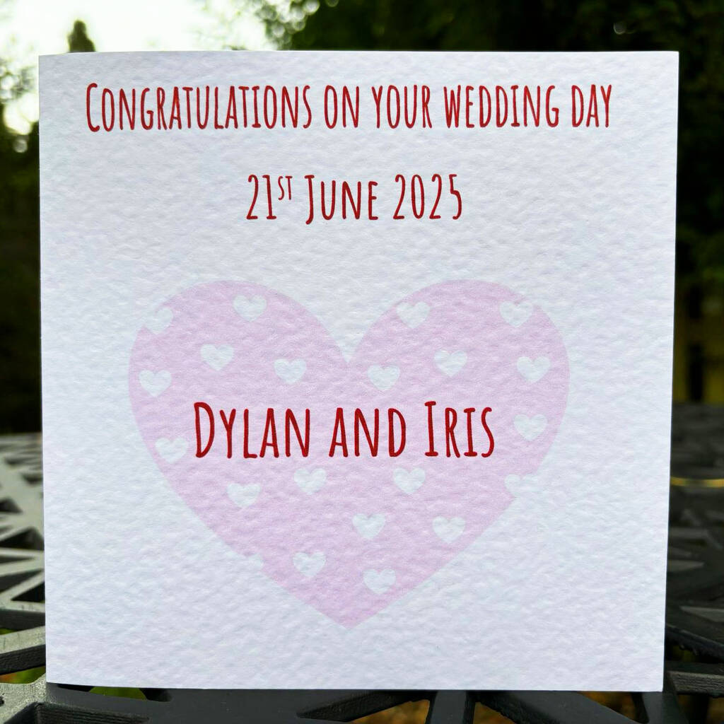 Hearts Design Personalised Wedding Card